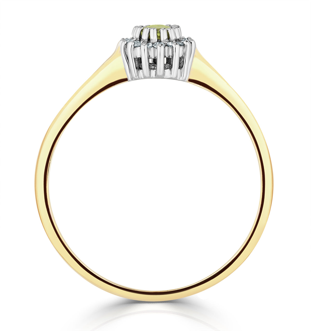 Peridot 5 x 3mm And Diamond 9K Yellow Gold Ring